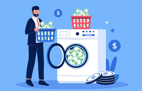 man with money baskets