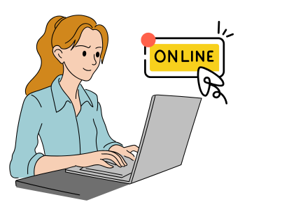 female working online