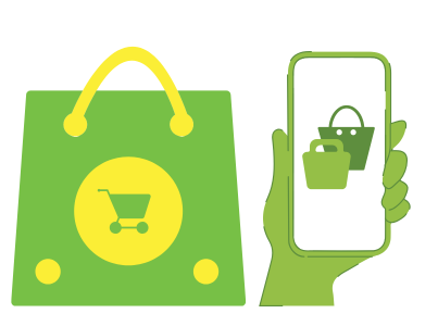 shopify logo and mobile phone