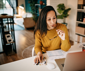 female working on pc