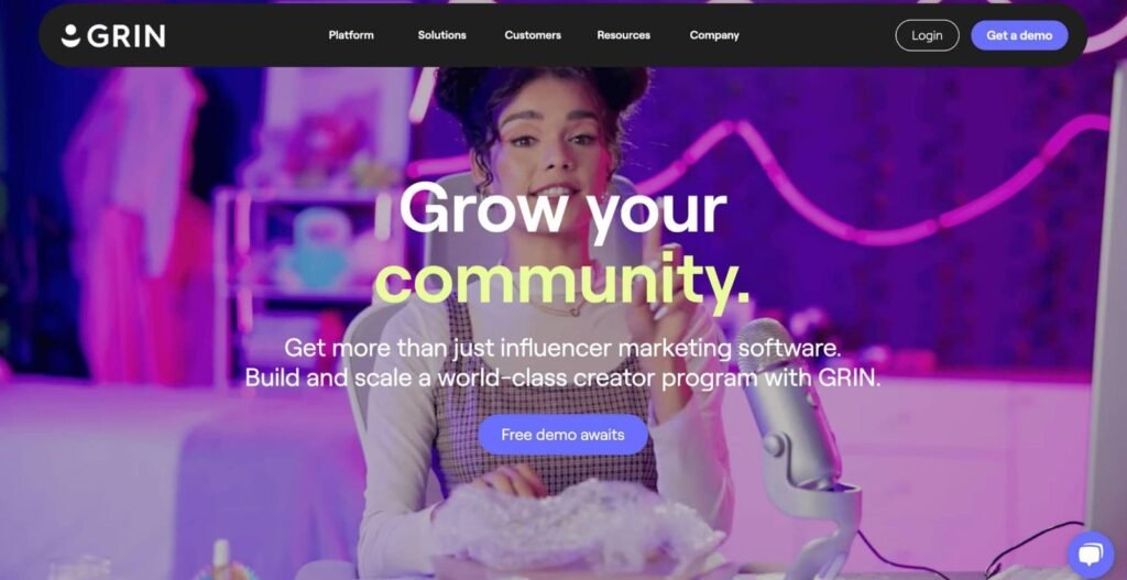 grin homepage screenshot