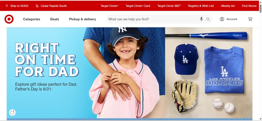 Home page of target