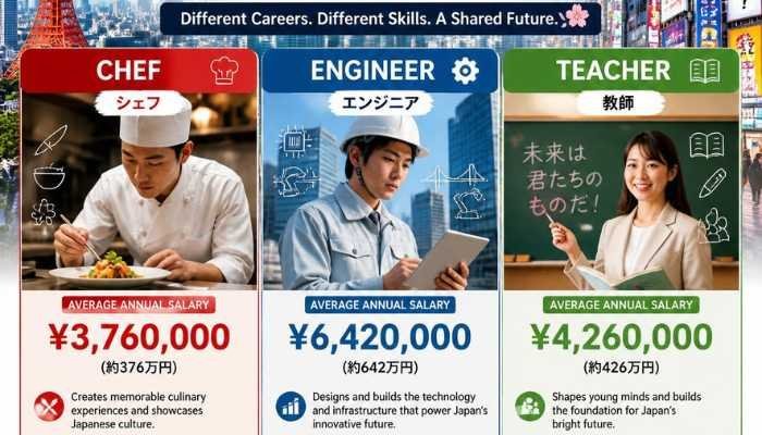 showing different professions of japan and their salary