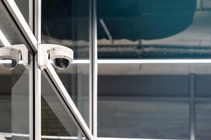 security camera on wall