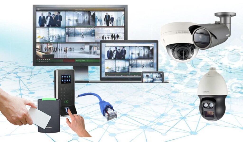 multiple screens and security cameras