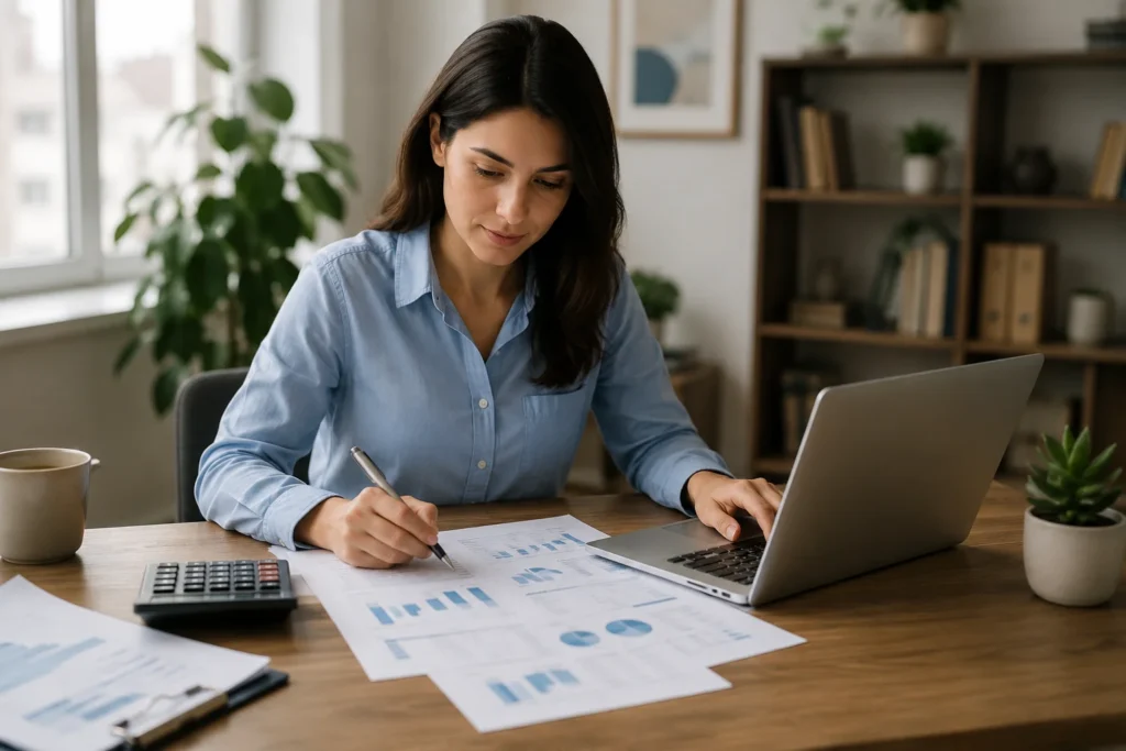 Senior accountant working remotely from home
