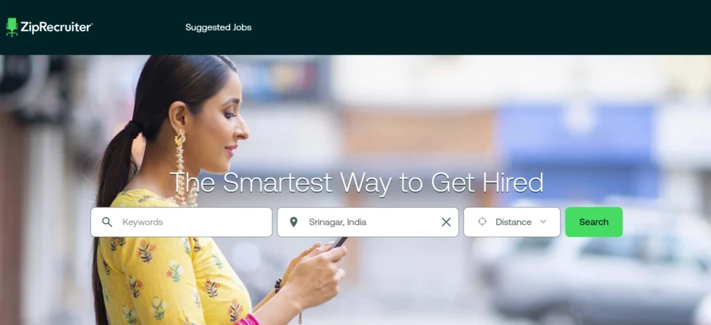 Home page of ZipRecruiter