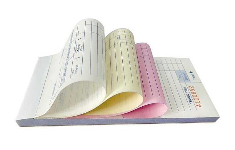receipt book with folded pages
