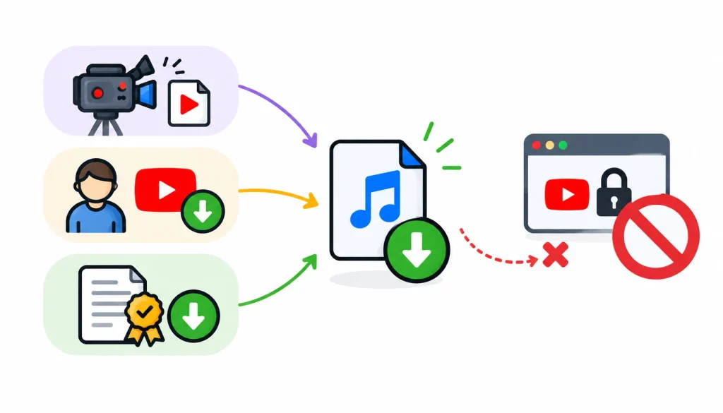 Step 1: Get an authorized audio file from your original recording, creator-provided downloads, or licensed sources, and avoid bypassing platform restrictions.
