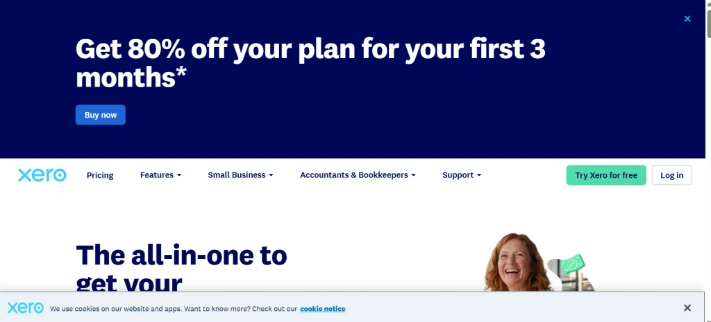 Home page of Xero